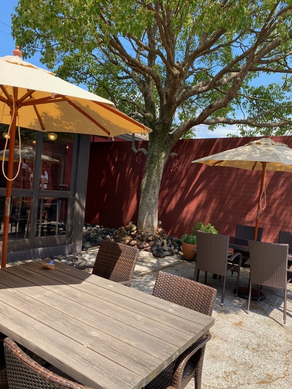 開放的なテラス席でカフェメニューはすべてお召し上がりいただけます。