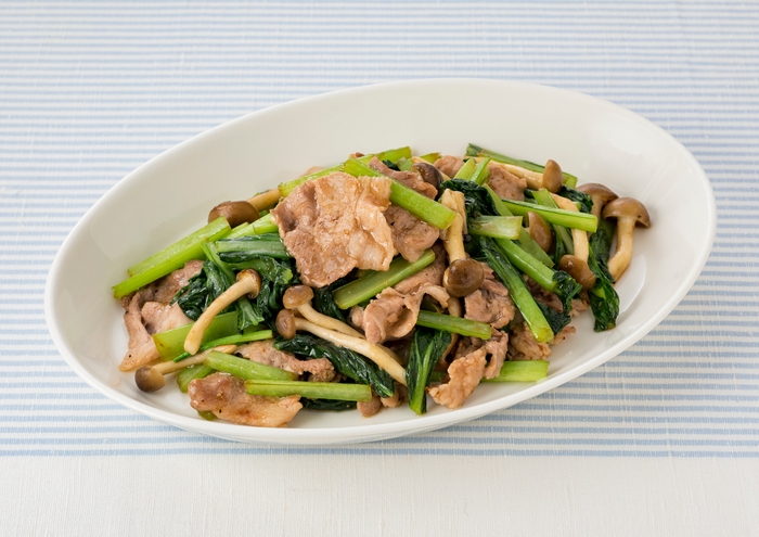 小松菜と豚肉のしょうゆ＆ペパー炒め
