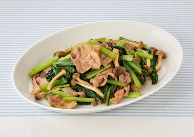 小松菜と豚肉のしょうゆ&ペパー炒め