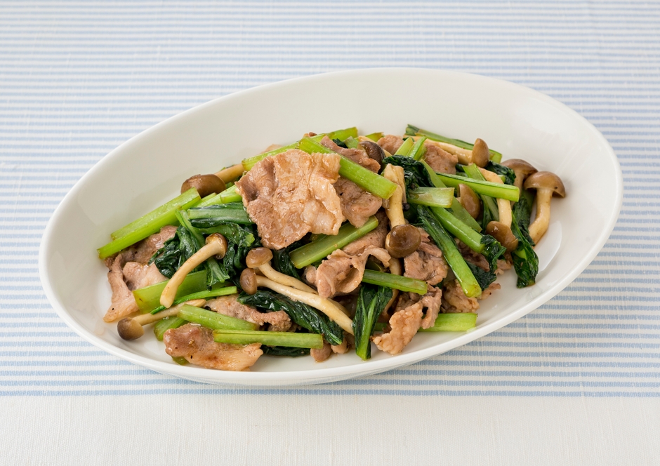 小松菜と豚肉のしょうゆ&ペパー炒め