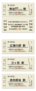 B型硬券記念証4駅セットイメージ