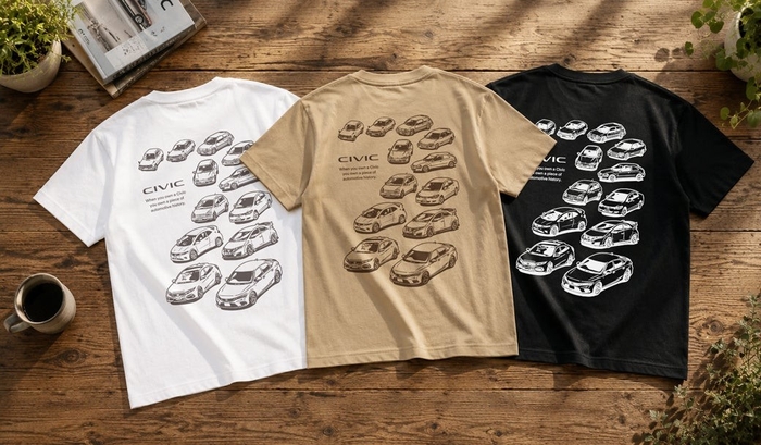 2401HD41-07 シビック Honda CIVIC HISTORY Tシャツ