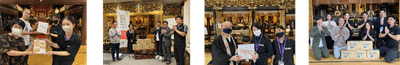 各登録寺院さまでの寄贈式の様子（左より　10/3：安養寺さま、10/6：西連寺さま、10/13：宝林寺さま、10/14：久遠寺さま）