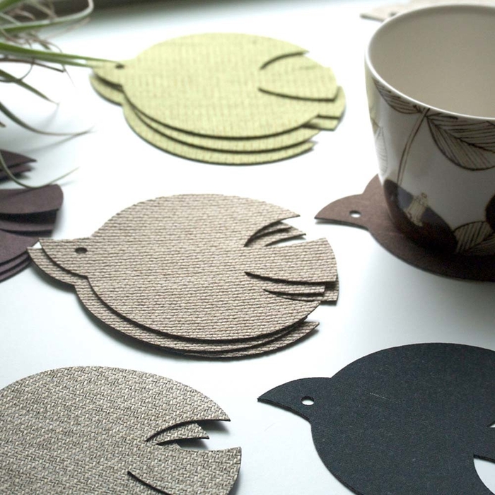 トリのデザインの北欧風ファブリックコースター 3