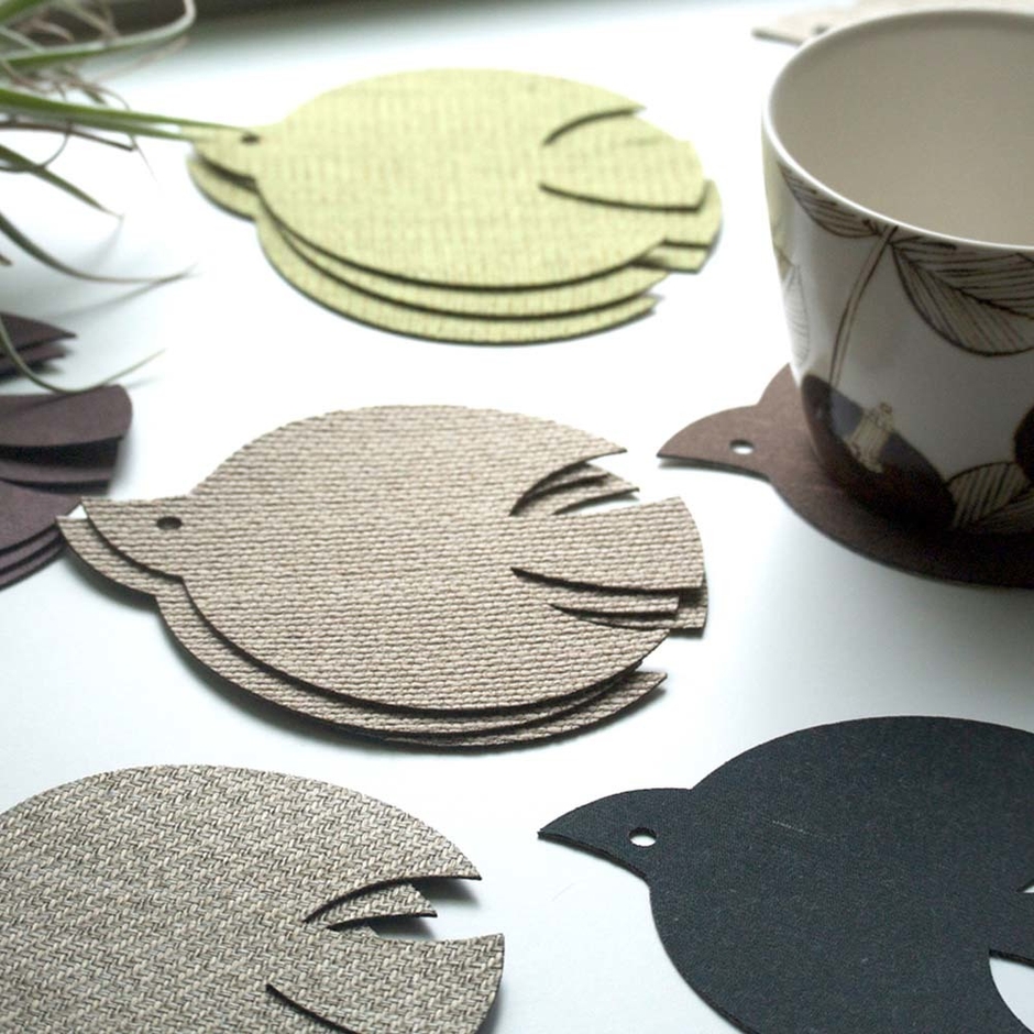 トリのデザインの北欧風ファブリックコースター 3