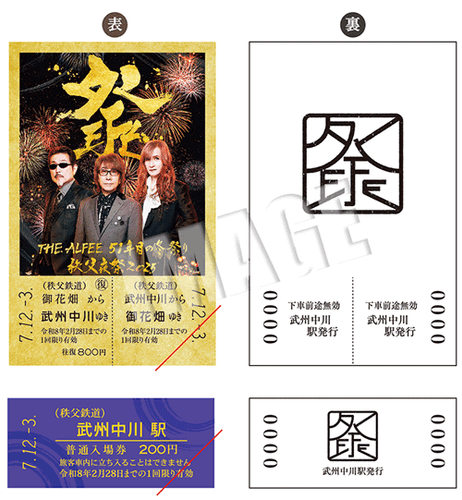THE ALFEE 51年目の冬祭り 秩父夜祭2025 開催記念乗車券　券面イメージ