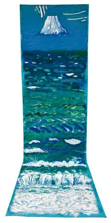 垂れ幕「旭日 冨士と波 青」