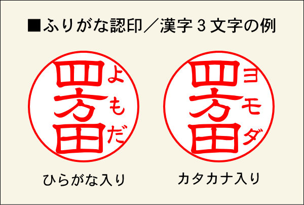 ふりがな認印／漢字3文字の例