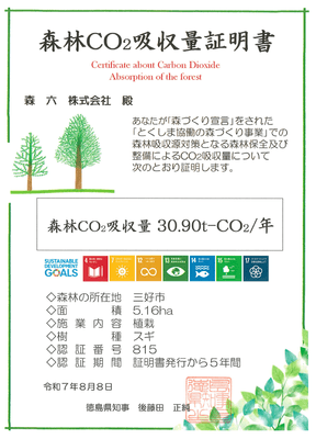 森林CO2吸収量証明書