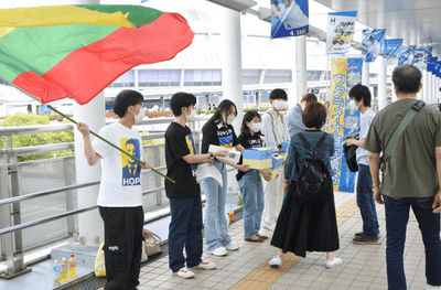 ナゴヤドーム前での街頭募金の一コマ(2022年6月1日)