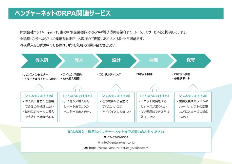 ベンチャーネットのRPA関連サービス