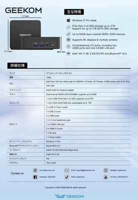 GEEKOM BIZ X12　スペック