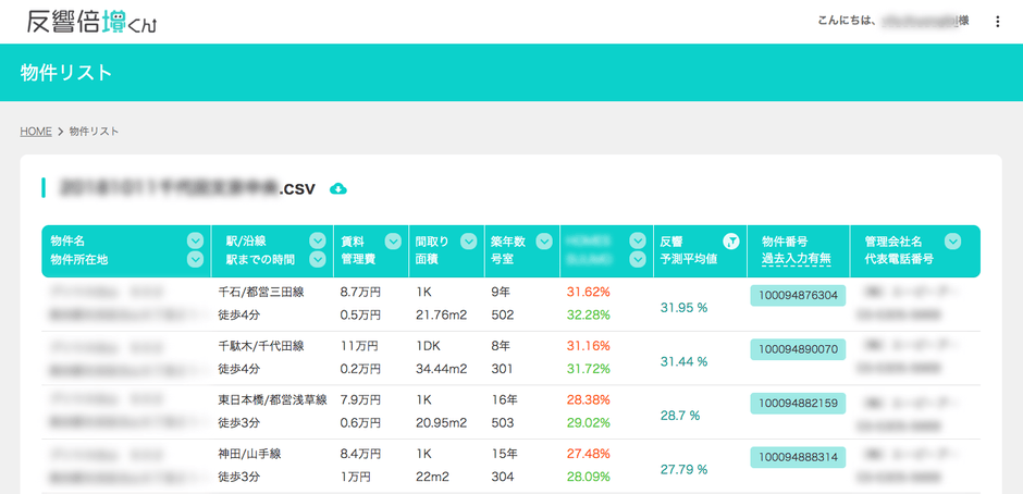 賃貸予測結果画面