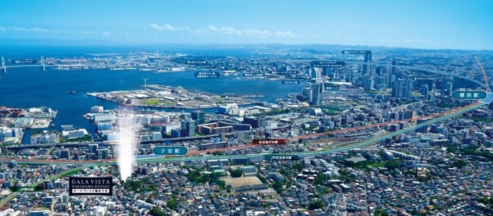 現地上空からの航空写真