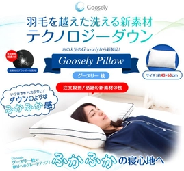 洗濯機で洗える新素材！抜群の通気性と羽毛のような質感を 実現した「Goosely Pillow(グースリー枕)」9月7日発売