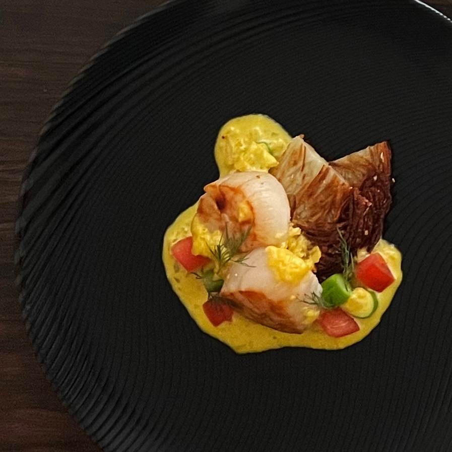 ホタテのエチュべ/ジャガイモのガレット