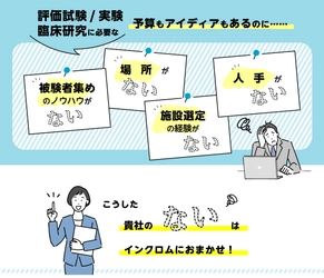 評価試験・評価実験・臨床研究のための 【被験者・場所・スタッフ】が必要な機関への サービスを6月1日から本格始動！