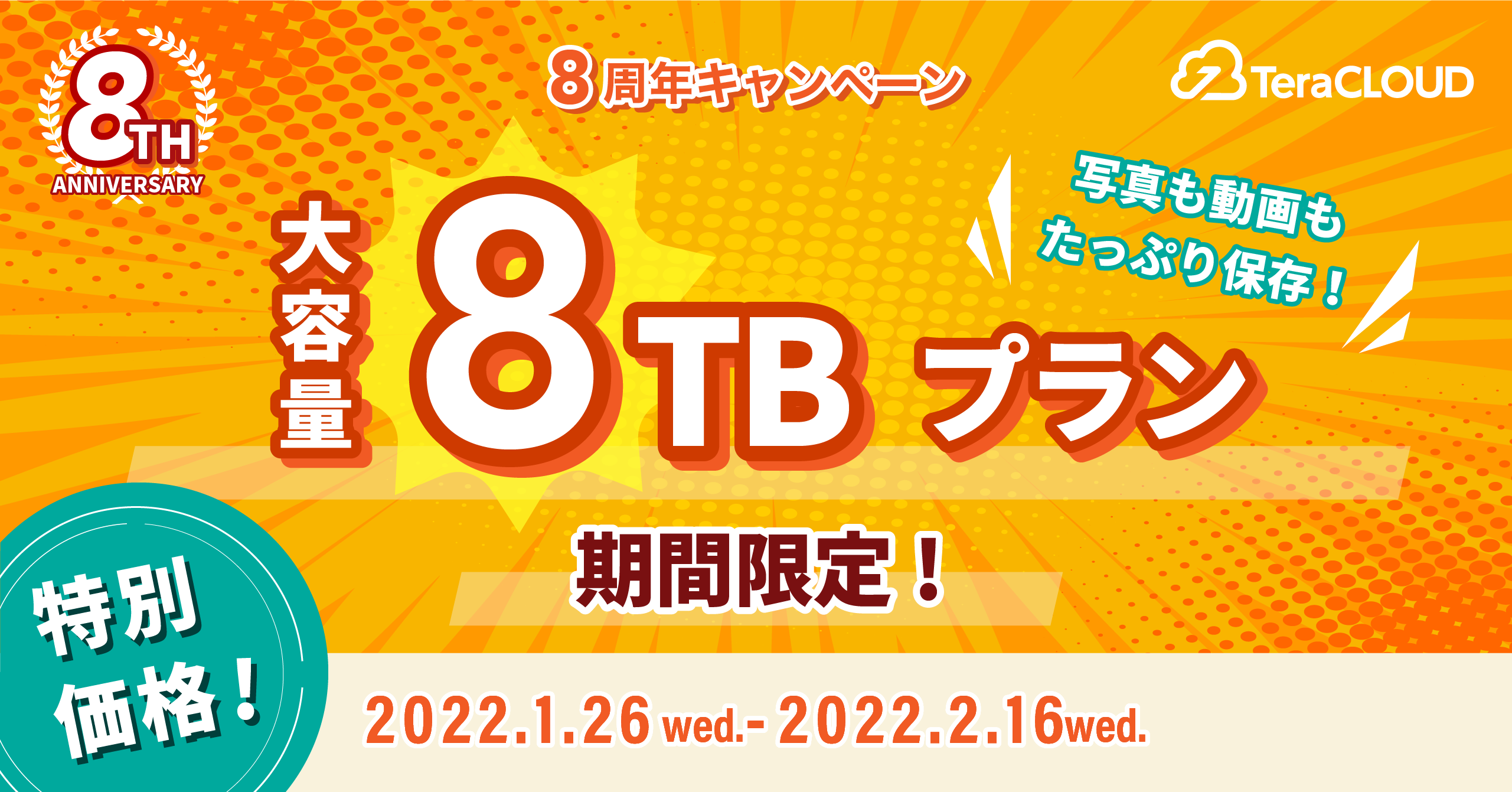 大容量【8TBプラン】が特別価格で登場⭐️容量を気にせず使える