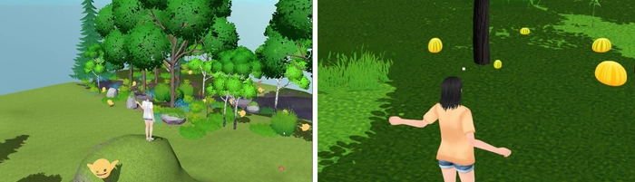 ムーフィーが植えた草木などの「育成物」が成長するとその周辺に「メタ」が生成。メタでneemのマップを育成しよう!