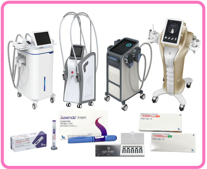 治療に使われる様々な器械や注射など