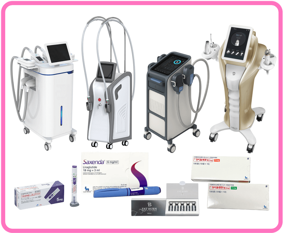 治療に使われる様々な器械や注射など