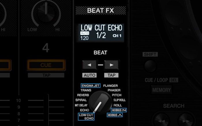 「BEAT FX」に、新開発の4種類のエフェクト「ENIGMA JET」「MOBIUS(SAW)」「MOBIUS(TRIANGLE)」「LOW CUT ECHO」を追加