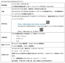 ＥＮＥＯＳでんき「お客さまページ」リニューアルによる「ＥＮＥＯＳでんきＷＥＢアプリ」提供開始について 