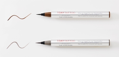 K-パレット　1DAY TATTOO プロキャスト ザ・アイライナー限定色  クルミ＆ラテグレージュ 描いたイメージ