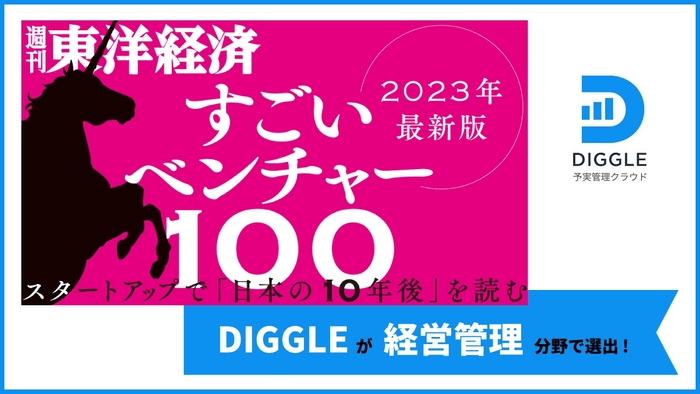 経営管理プラットフォーム「DIGGLE」の開発・提供を行うDIGGLE株式会社が、東洋経済「すごいベンチャー100」2023年版に選出