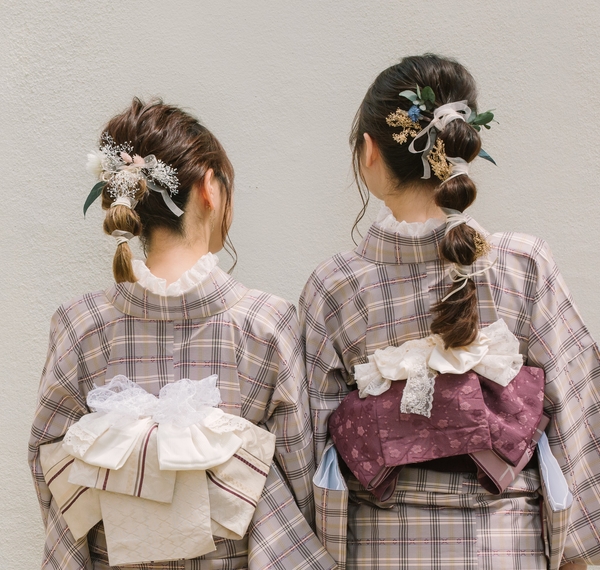 編み込みダウンヘアセットにリボンをプレゼント!