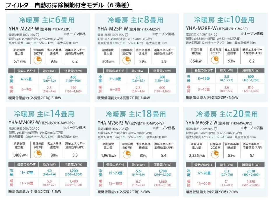 フィルター自動お掃除機能付きモデル_仕様
