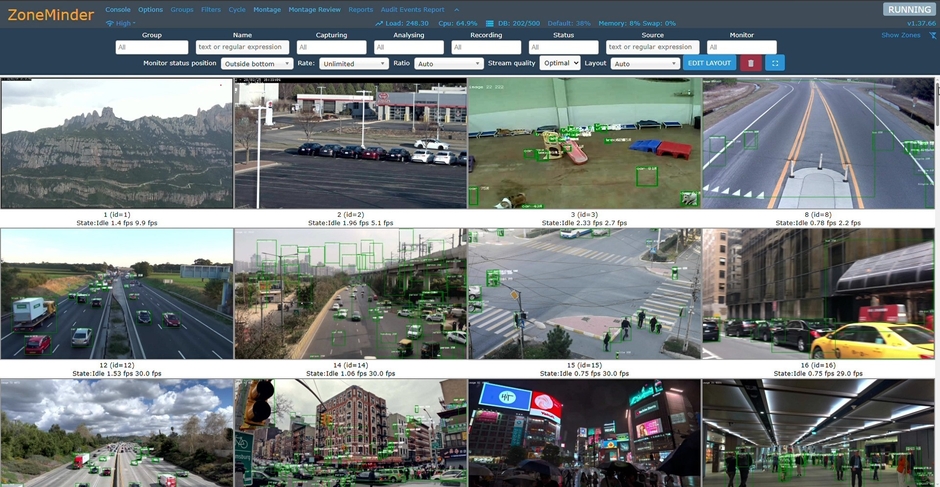 ZoneMinder画面例：監視画面