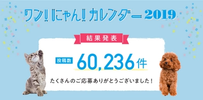 【ペット保険のアイペット】 写真投稿キャンペーン「ワン！にゃん！カレンダー2019」結果発表 ～投稿数60,236件から選ばれた134作品を発表～