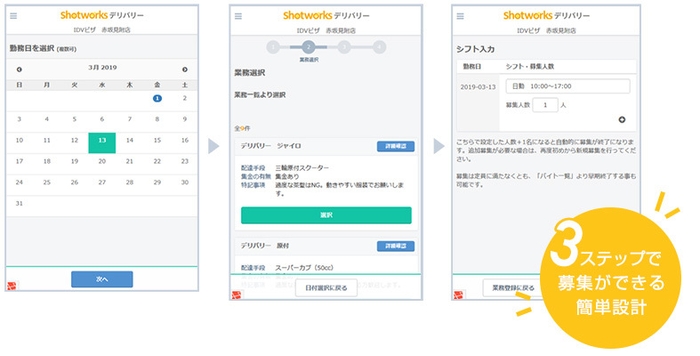 ショットワークスデリバリー 店舗画面