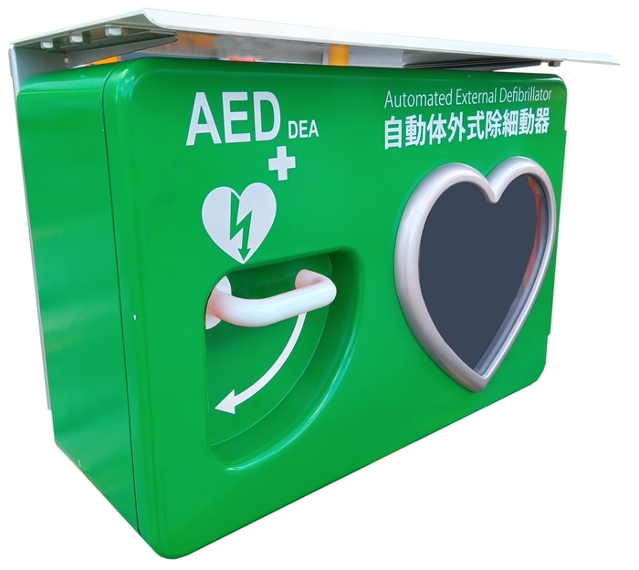 屋外用AEDライフキャビネット グリーン