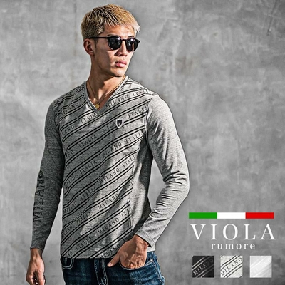 総柄切替Vネック長袖Tシャツ/VIOLA rumore