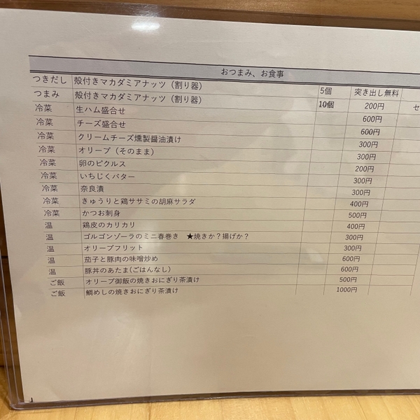 フードメニュー