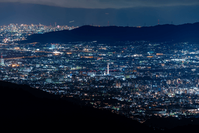 比叡山から望む夜景(京都方向)