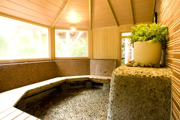 扉を開けると、よもぎの香りが広がる「よもぎのハーブミストサウナ」