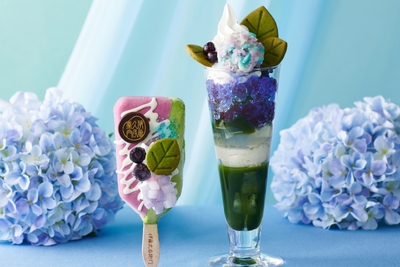 抹茶パフェアイスバー あじさい ＆ 紫陽花パフェ