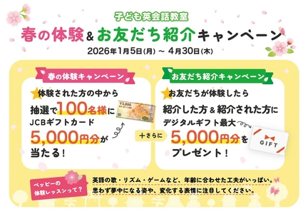 ペッピーキッズクラブ【春の体験＆お友だち紹介キャンペーン 】 2026年1月5日(月)よりスタート！