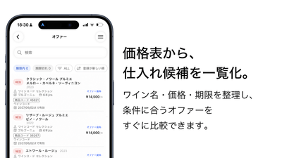 価格表から、仕入れ候補を一覧会