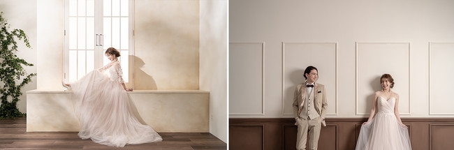 また、天候を気にすることなくロケーション撮影のような写真が撮れる屋内庭園スタジオも完備。和装と洋装の組み合わせプランをご用意しているので、併せてお楽しみいただくことも可能です。