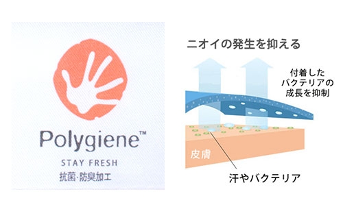 Polygiene(TM)ポリジン加工で臭いを抑える