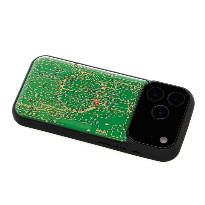 FLASH 東京回路線図 iPhone 17 Pro ケース 緑 ななめ