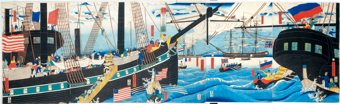 「横浜交易西洋人荷物運送之図」貞秀