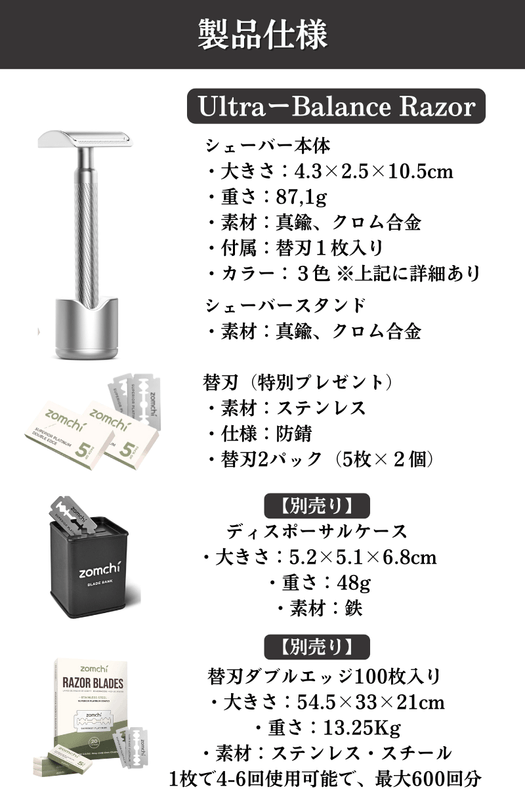 デザインパテントを取得した「Zomchi 両刃カミソリ シェーバー」 machi
