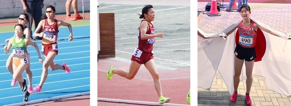 (左)山田未唯選手(人間学部2年)、(中)瀬木彩花選手(法学部2年)、(右)近藤希美選手(法学部1年)