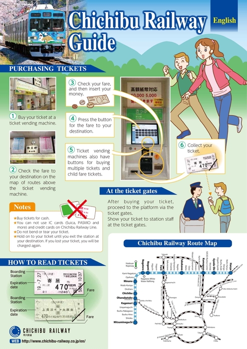 きっぷ購入案内パンフレット(英語版)イメージ(表)