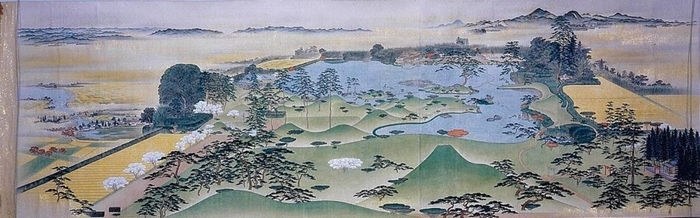 ラウンジ壁画2＜水前寺庭中之図＞(永青文庫所蔵)